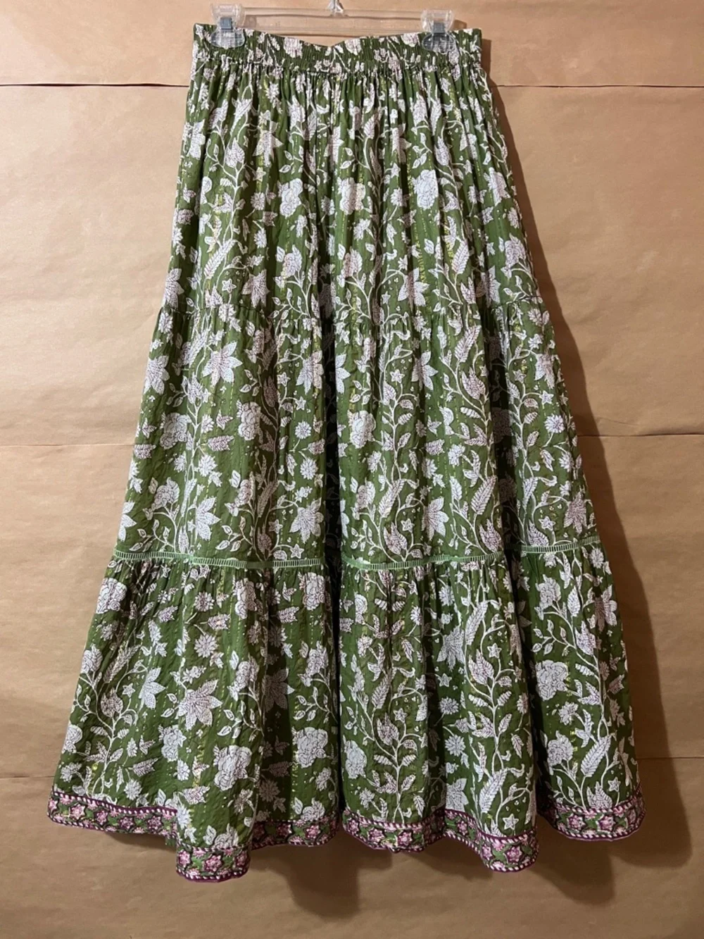 CLARA Olive Green Floral Maxi Skirt - Picture 9 of 15